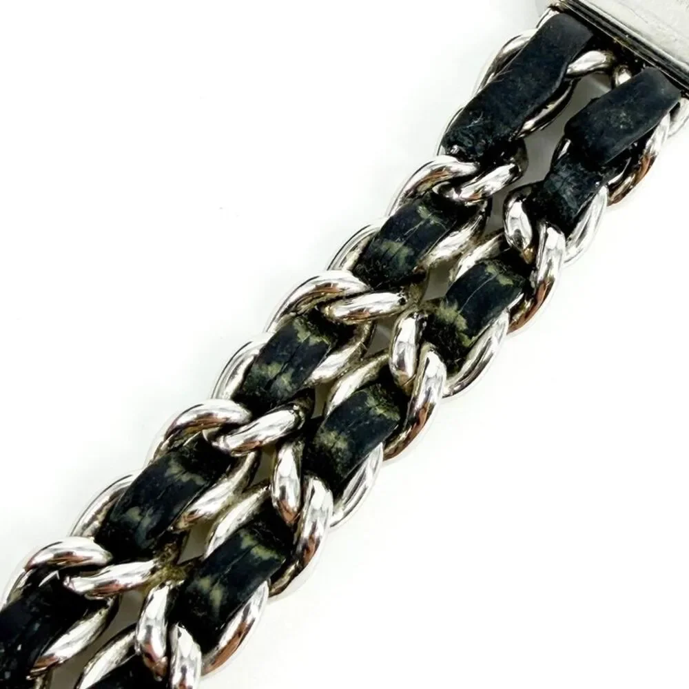 Chanel Première Steel Black Leather Chain Watch